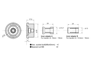 "D-MIRROR" Lenkerenden Spiegel Adapter Universal schwarz 2