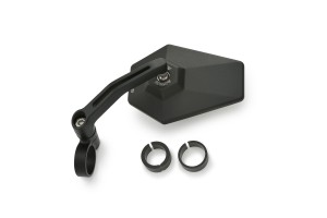 "D-MIRROR" Aluminium bar end mirror black 6-edged