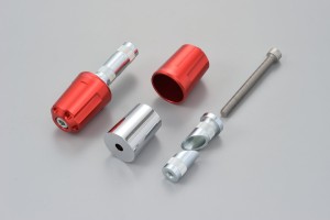 "REVOLVER" Heavy-weight handlebar ends CNC red anodized...