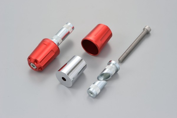 "REVOLVER" Heavy-weight handlebar ends CNC red anodized 17-19mm M8