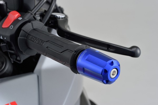 "REVOLVER" Heavy-weight handlebar ends CNC blue...