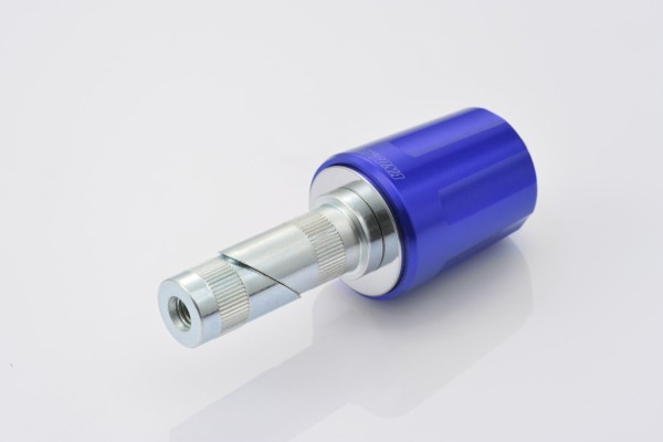 "REVOLVER" Heavy-weight handlebar ends CNC blue...