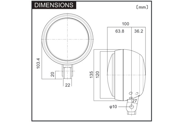 "CAPSULE120" 120mm 4 1/2" LED Hauptscheinwerfer schwarz Montage unten