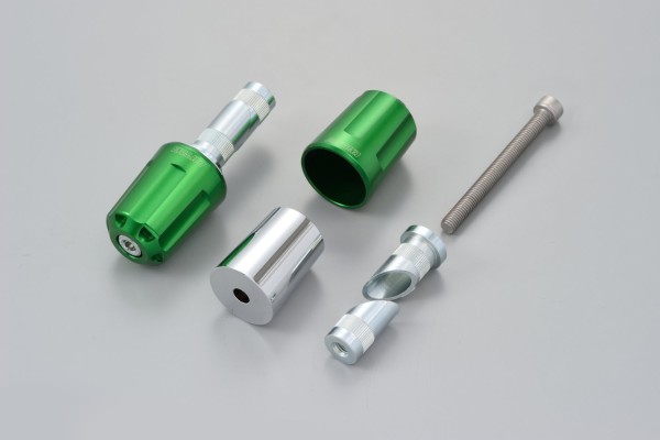 "REVOLVER" Heavy-weight handlebar ends CNC green anodized 17-19mm M8