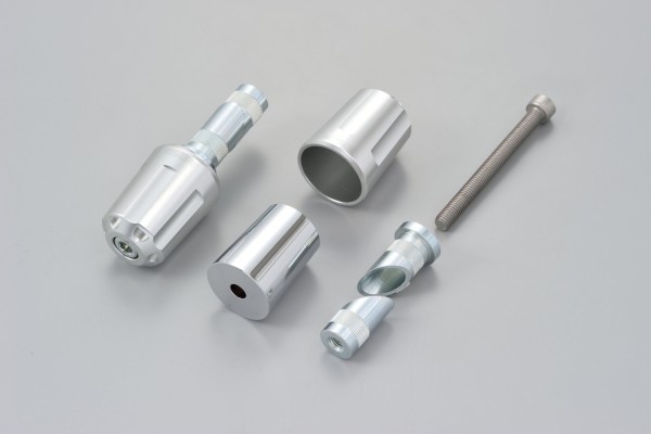 "REVOLVER" Lenkergewichte Set Aluminium CNC silber eloxiert 17-19mm M8