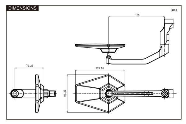 "D-MIRROR" Aluminium Seitenspiegel schwarz eckig