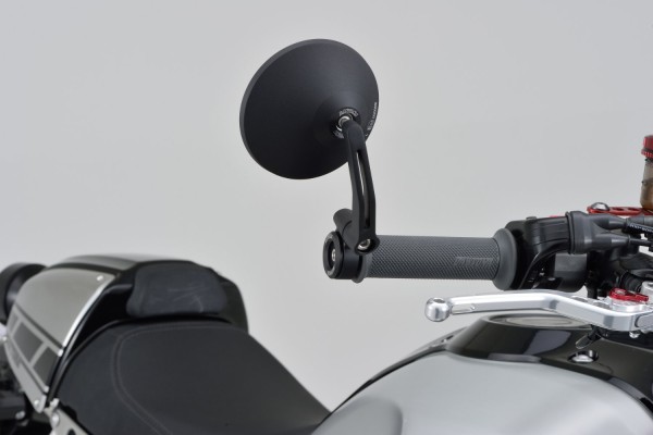 "D-MIRROR" Aluminium bar end mirror black round excentric