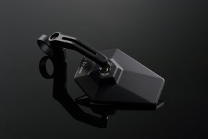 "D-MIRROR" Aluminium bar end mirror black 6-edged 2