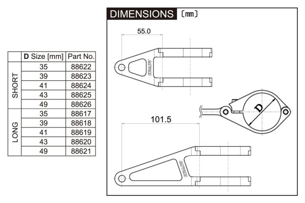 Scheinwerfer Halterung Alu CNC schwarz kurze Ausführung 39mm