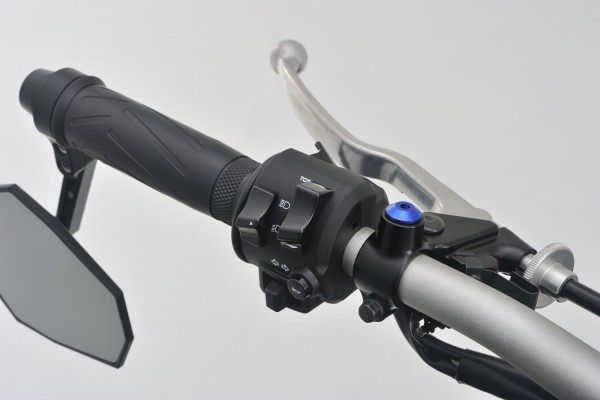 Abdeckschraube Alu CNC blau eloxiert f. Spiegelgewinde M10 x P1.25 Rechtsgewinde