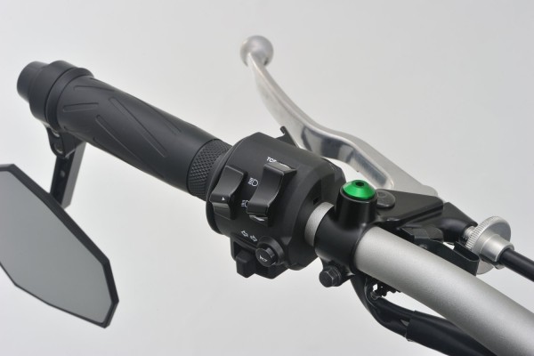 Mirror hole plug bolt CNC green f. M10 x P1.25 right hand side