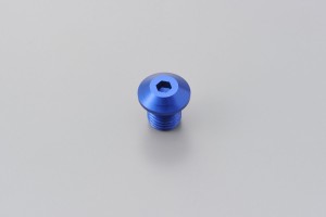 Abdeckschraube Alu CNC blau eloxiert f. Spiegelgewinde M10 x P1.25 Linksgewinde