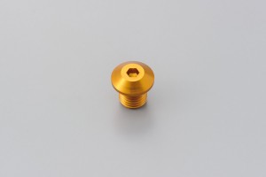 Abdeckschraube Alu CNC gold eloxiert f. Spiegelgewinde M10 x P1.25 Linksgewinde