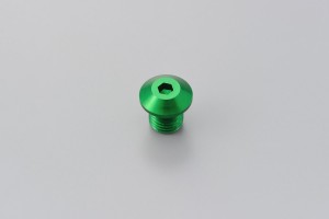 Abdeckschraube Alu CNC grün eloxiert f. Spiegelgewinde M10 x P1.25 Linksgewinde
