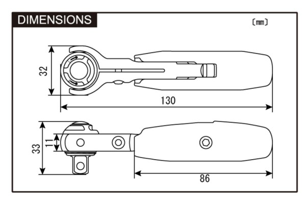 T-Griff Drehkopf Ratsche 3/8"