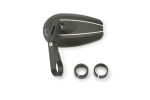 "D-MIRROR-6" Aluminum bar end mirror black type-u short