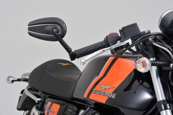 "D-MIRROR-6" Aluminum bar end mirror black type-u long