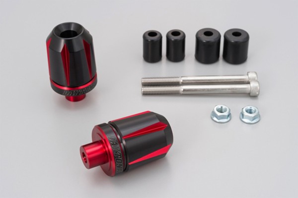 "SCRATCH" Handlebar end pair dual anodized 7/8" + 1" / Ø 14-19 mm red black