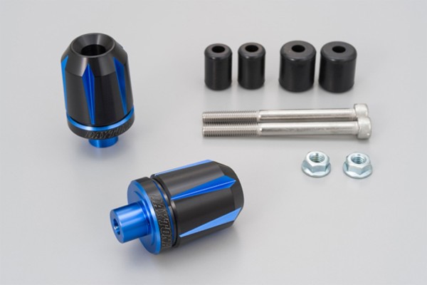 "SCRATCH" Handlebar end pair dual anodized 7/8" + 1" / Ø 14-19 mm blue black