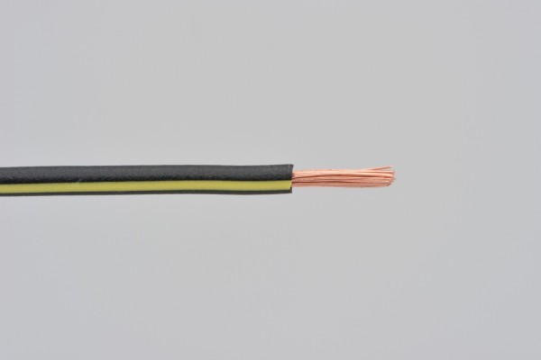 Colored wire, AWG18 AVS0.75, black/yellow, 2m