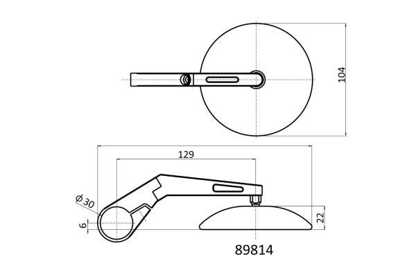 "D-MIRROR-9" Aluminum ABS bar end mirror black...