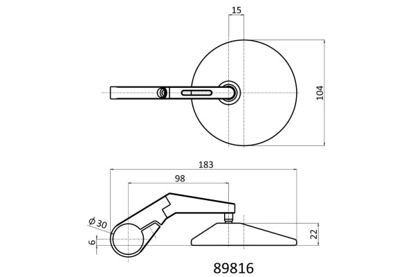 "D-MIRROR-10" Aluminum ABS bar end mirror black...