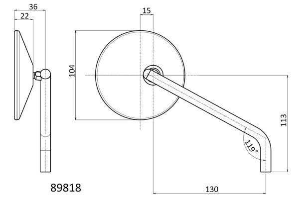 "D-MIRROR-10" steel ABS mirror set 2pcs black