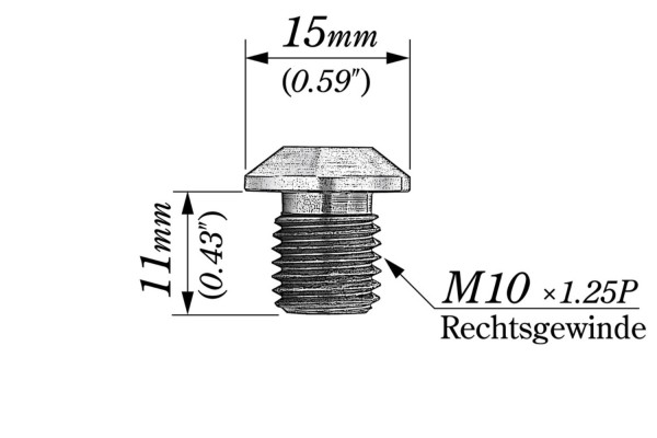 Abdeckschraube Alu CNC schwarz eloxiert f. Spiegelgewinde M10 x P1.25 Rechtsgewinde