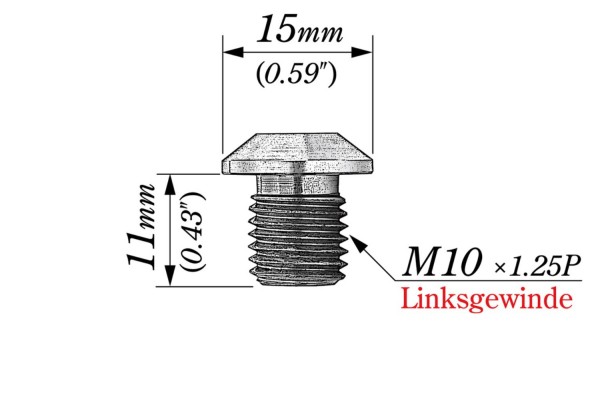 Mirror hole plug bolt CNC blue f. M10 x P1.25 left hand side