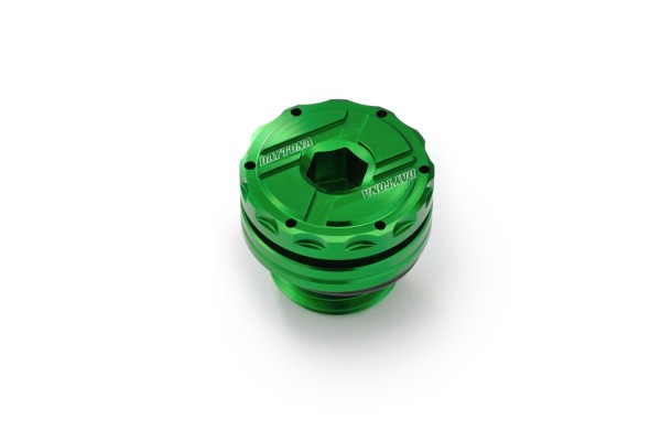 Oil filler cap CNC green anodized M20 x P2.5