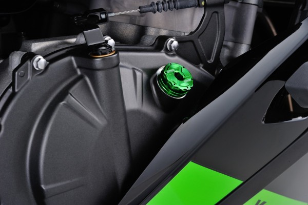 Oil filler cap CNC green anodized M20 x P2.5