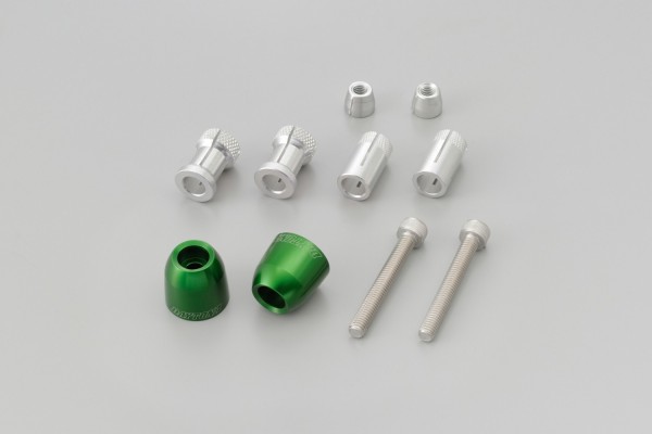 "PINO-1" Heavy-weight handlebar ends CNC green anodized 14-19mm M8