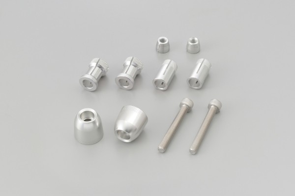 "PINO-1" Heavy-weight handlebar ends CNC silver anodized 14-19mm M8