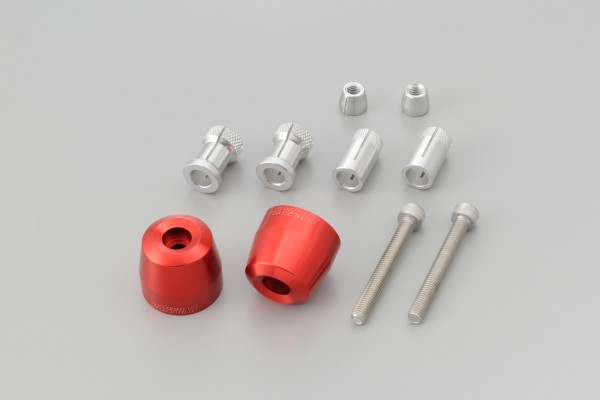 "PINO-3" Heavy-weight handlebar ends CNC red anodized 14-19mm
