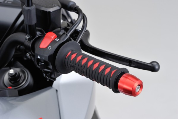 "PINO-3" Heavy-weight handlebar ends CNC red...