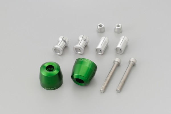 "PINO-3" Heavy-weight handlebar ends CNC green anodized 14-19mm