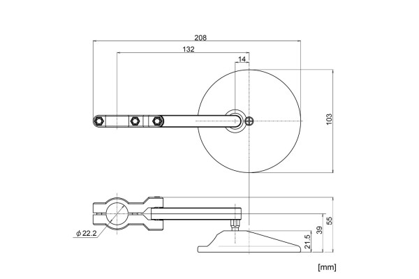 "D-MIRROR-18" ABS Nylon Lenker Klemmen Spiegel...