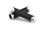"GRIPPYGRIP" GGDM-CROSS grips pair black with silver aluminum ring ø22.2 mm 7/8"