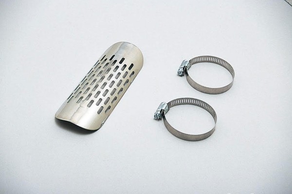 Universal heat shield stainless steel polished straight opened type