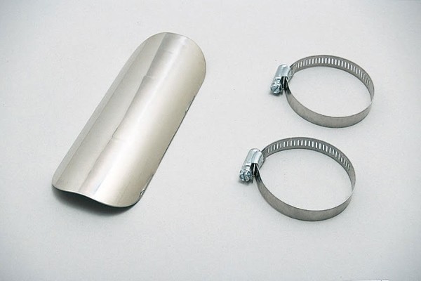 Universal heat shield stainless steel polished straight closed type