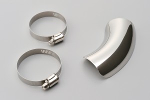 Universal heat shield stainless steel polished 45° bow closed type