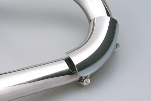 Universal heat shield stainless steel polished 45° bow closed type 2