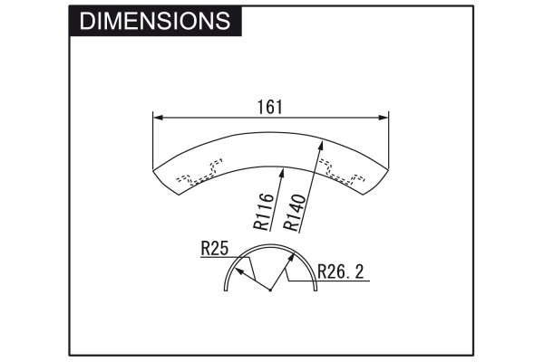 Universal heat shield stainless steel polished 45° bow closed type
