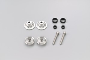 Swing arm spool set CNC silver anodized M6 with Nylon spacer 2