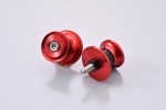 Swing arm spool set CNC red anodized M6 with Nylon spacer