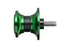 Swing arm spool set CNC green anodized M6 with Nylon spacer