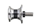 Swing arm spool set CNC silver anodized M8 with Nylon spacer