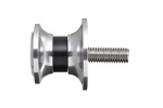 Swing arm spool set CNC silver anodized M8 with Nylon spacer