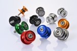 Swing arm spool set CNC silver anodized M8 with Nylon spacer