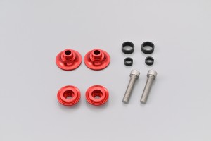 Swing arm spool set CNC red anodized M8 with Nylon spacer 2